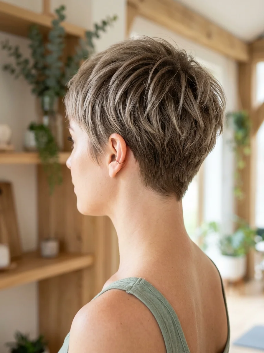 Chic Textured Pixie with Subtle Ash Tones