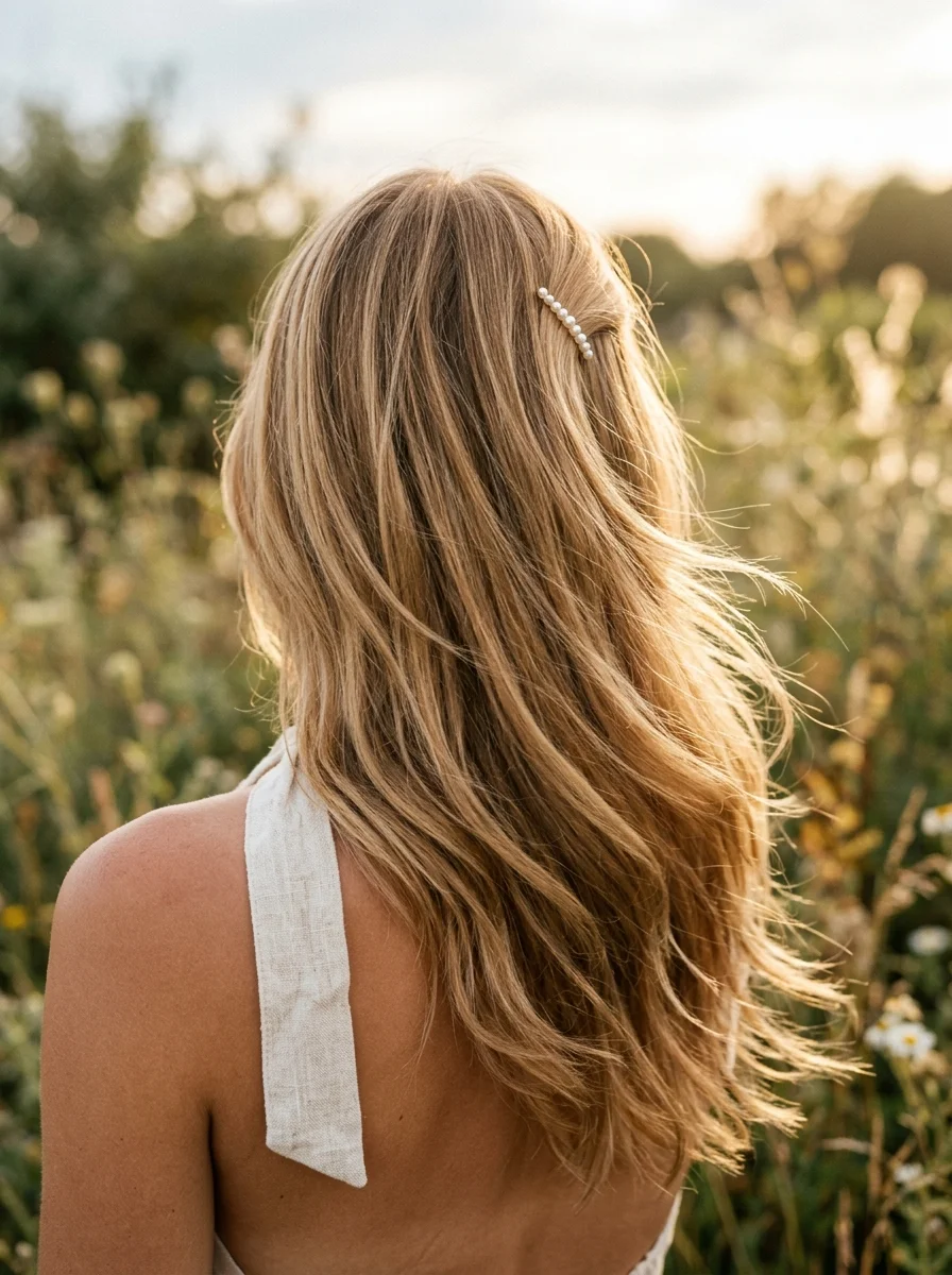 Golden Hour Waves with a Pearl Accent