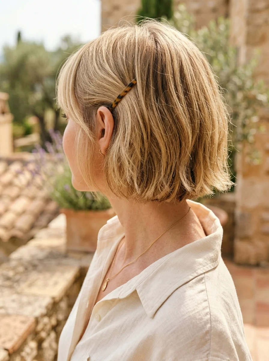 Loose, Textured Waves with a Delicate Hair Clip