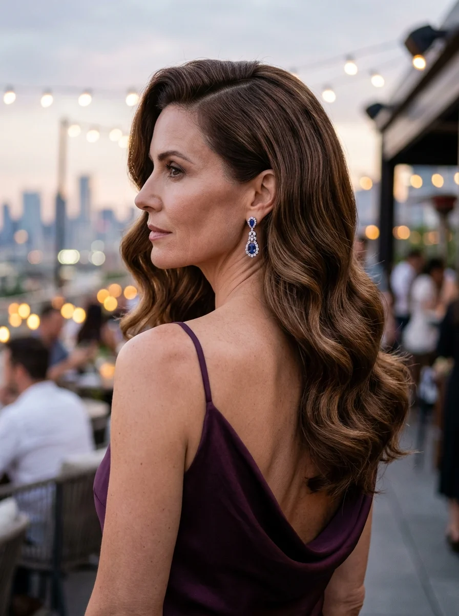 Voluminous Hollywood Waves with Deep Side Part