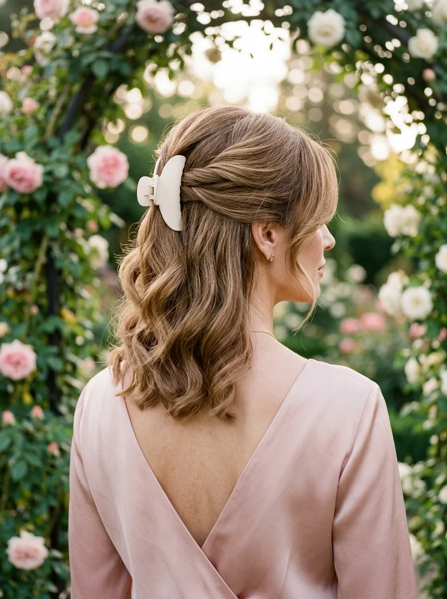 Half-Up Style with a Chic Claw Clip