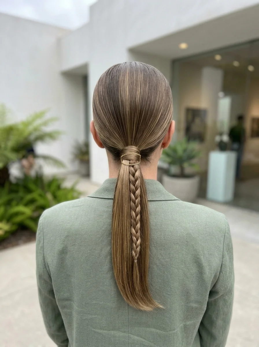 Sleek High Ponytail with Braided Accent