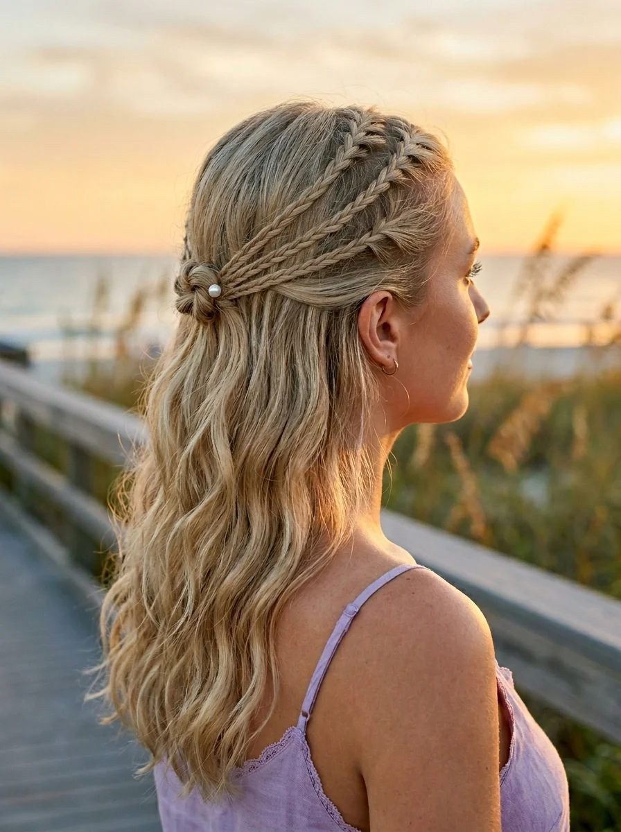 Boho Beach Waves with Braided Crown