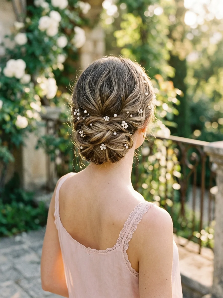Pearl-Kissed Braided Updo