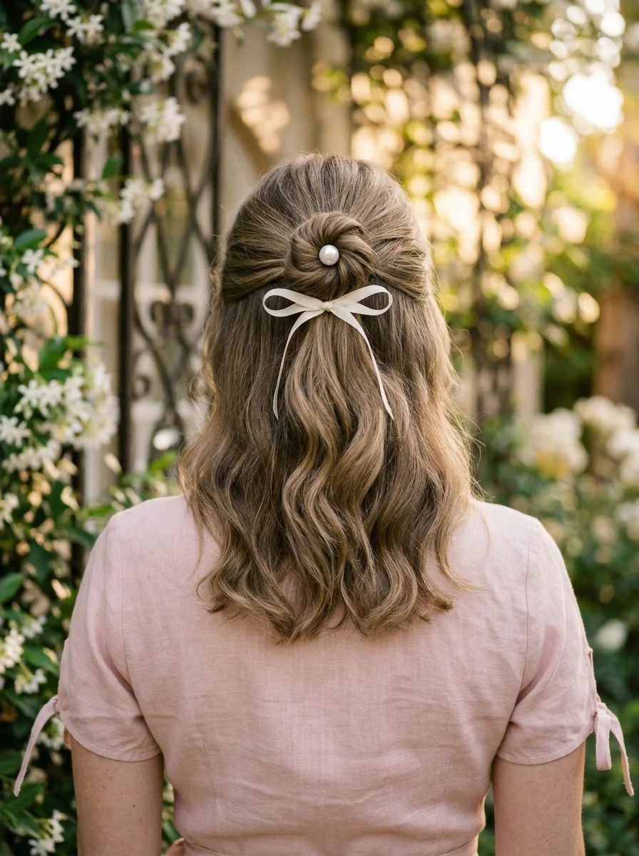 Twisted Crown Bun with Pearl Accent