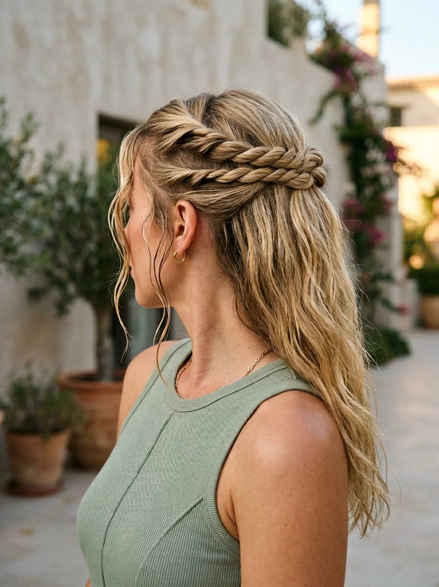 Double Braided Crown with Loose Waves