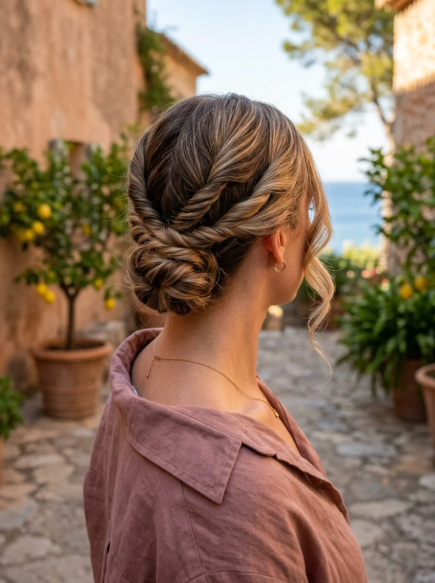 Twisted Rope Updo with Loose Tendrils