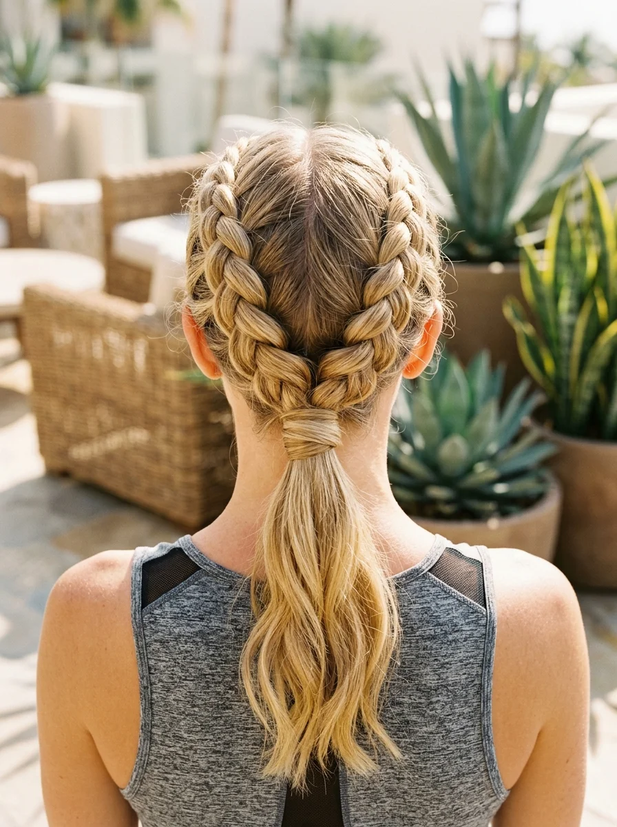 Double Dutch Braids into a Playful Ponytail