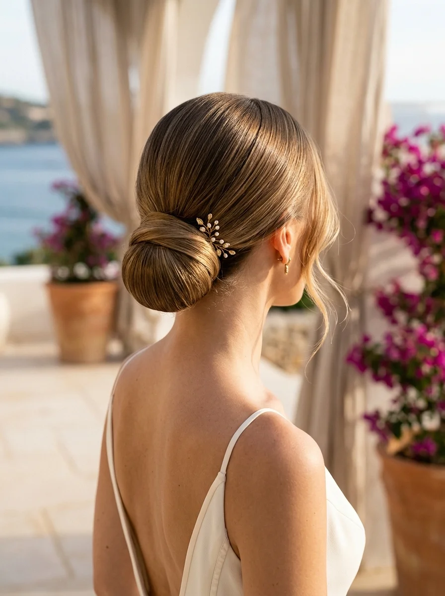 Chic Low Bun with Delicate Sparkle