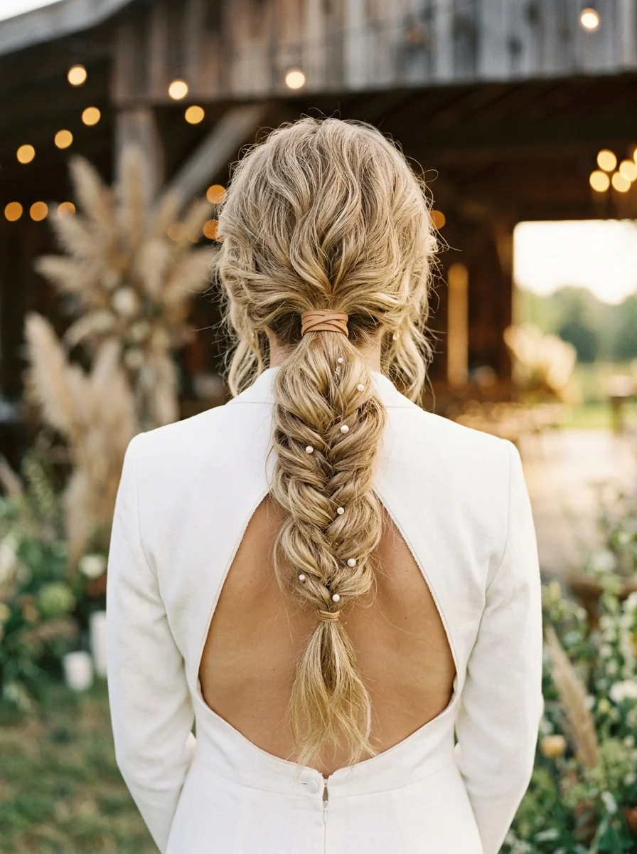 Boho Fishtail Braid with Pearl Accents