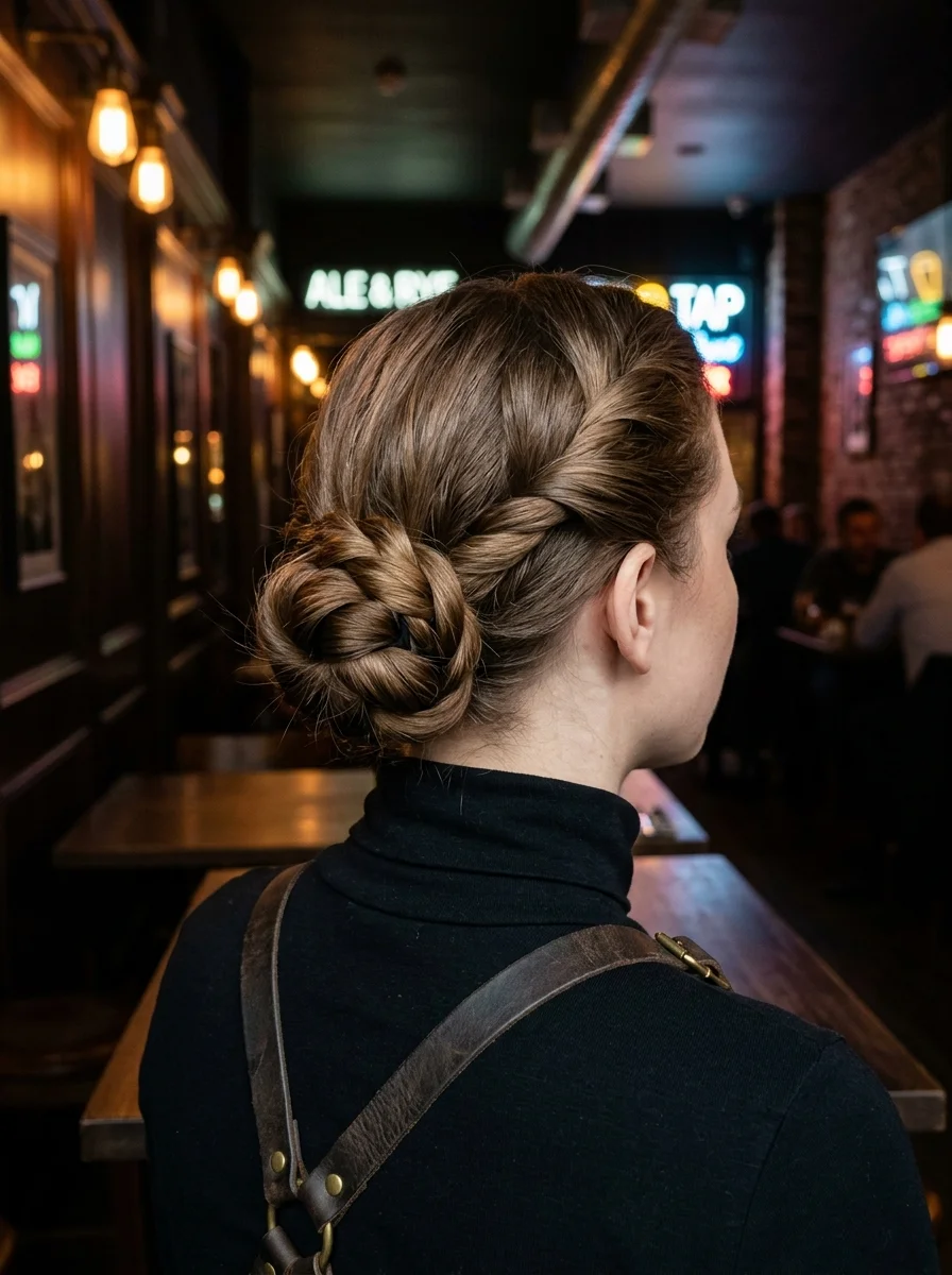 Braided Low Bun with Twisted Sides