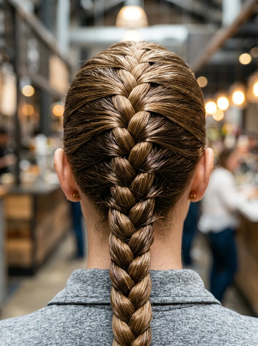Sleek Center-Part French Braid