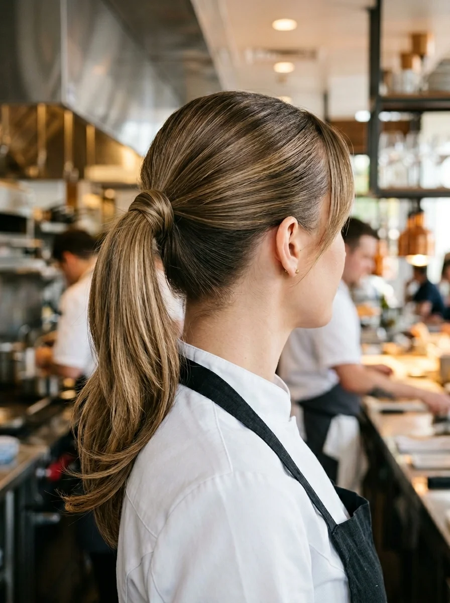 Sleek Ponytail with Hair-Wrapped Elastic