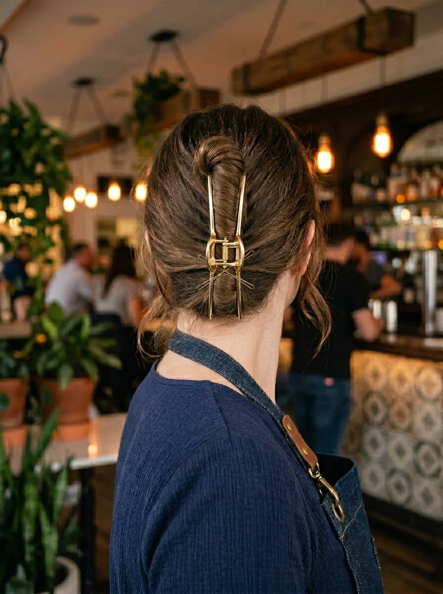 French Twist with Gold Metal Clip