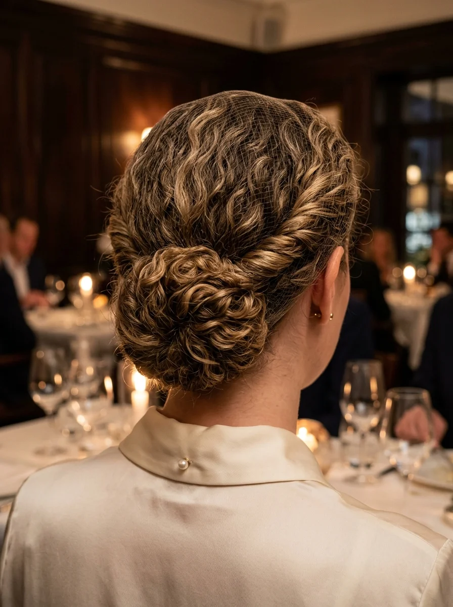 Curly Bun with Hairnet