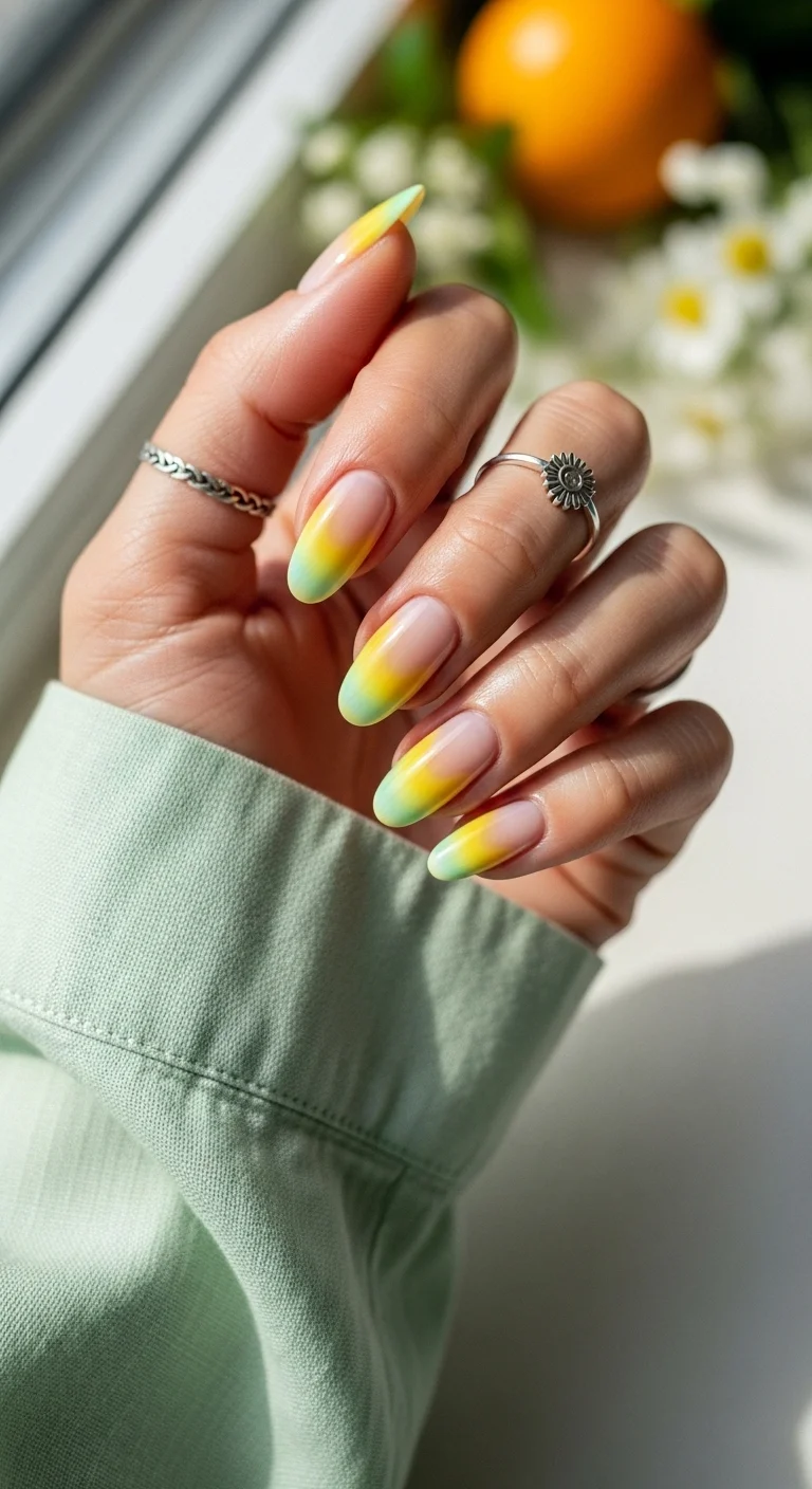 Yellow and green vertical gradient ombre