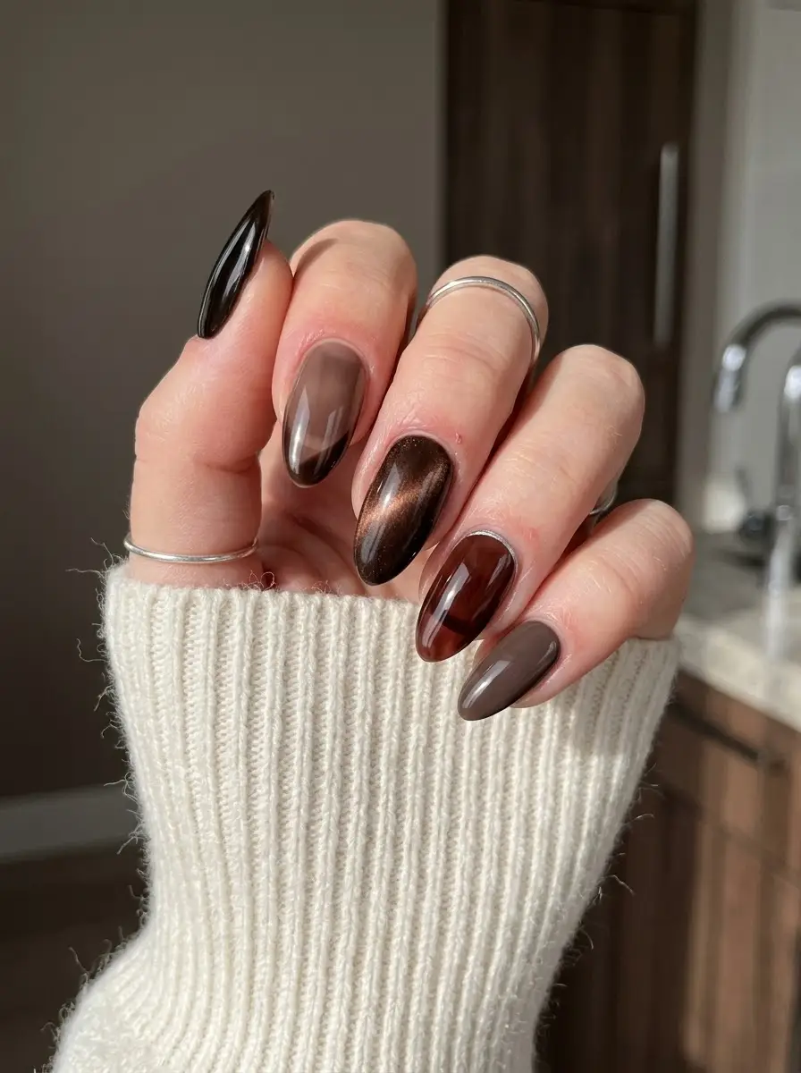 Mixed Chocolate Brown Dimension Nails