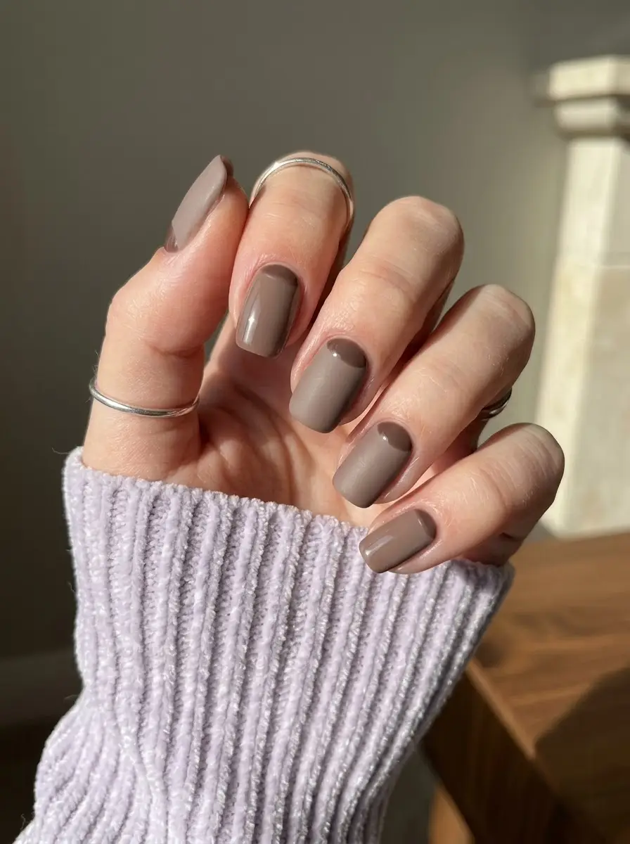 Taupe Half-Moon Cocoa Nails