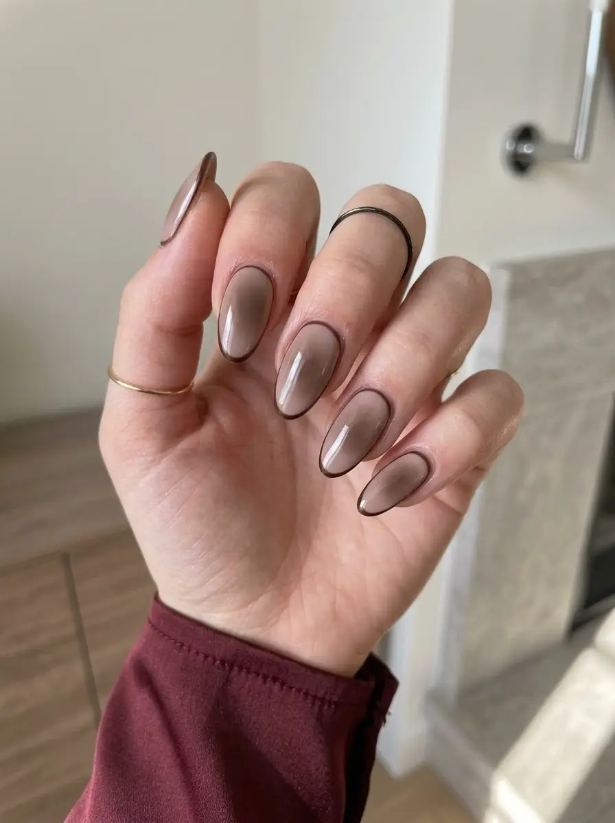 Smoky Brown Outline Nails