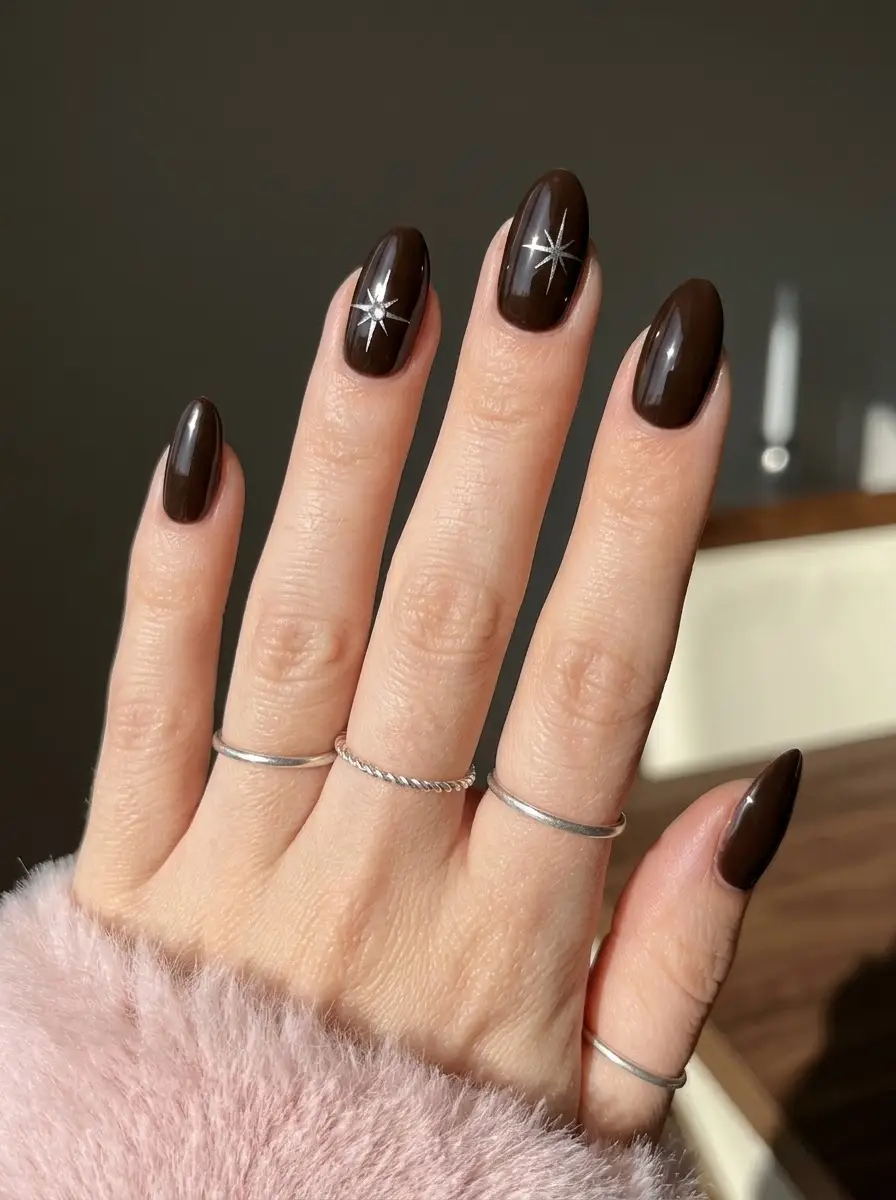 Espresso Starburst Nails