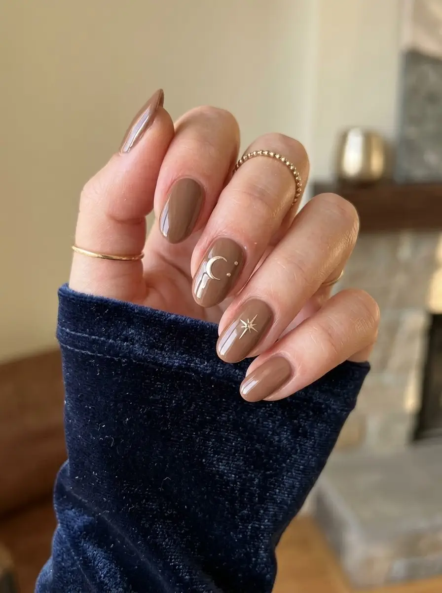Cocoa Celestial Accent Nails