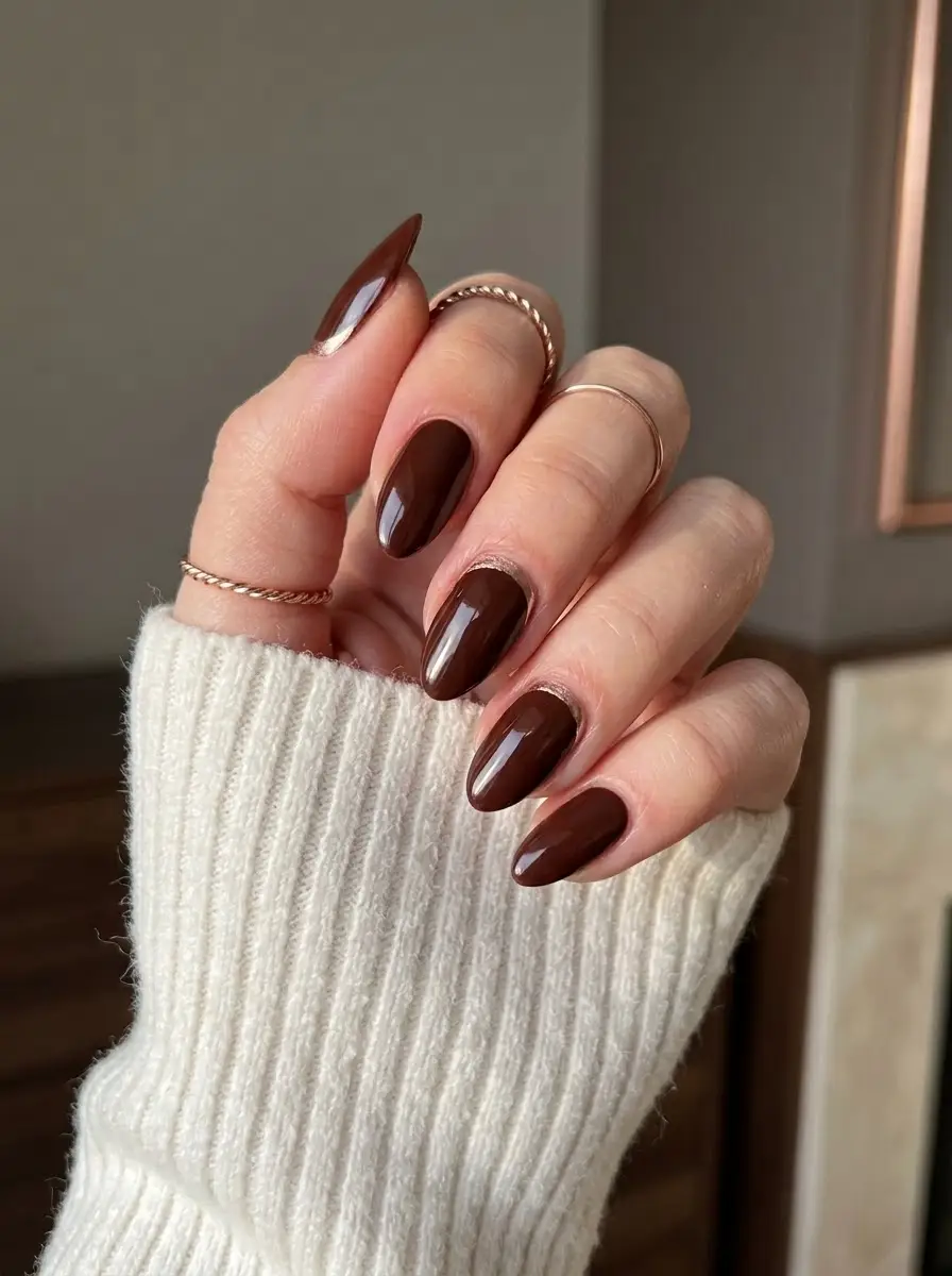 Deep Chocolate Gloss Nails