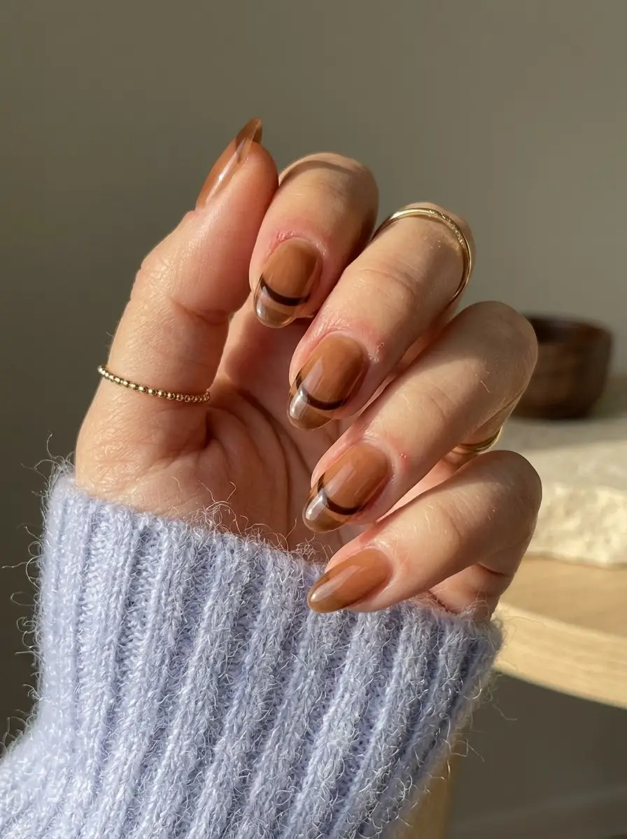 Caramel French Outline Nails