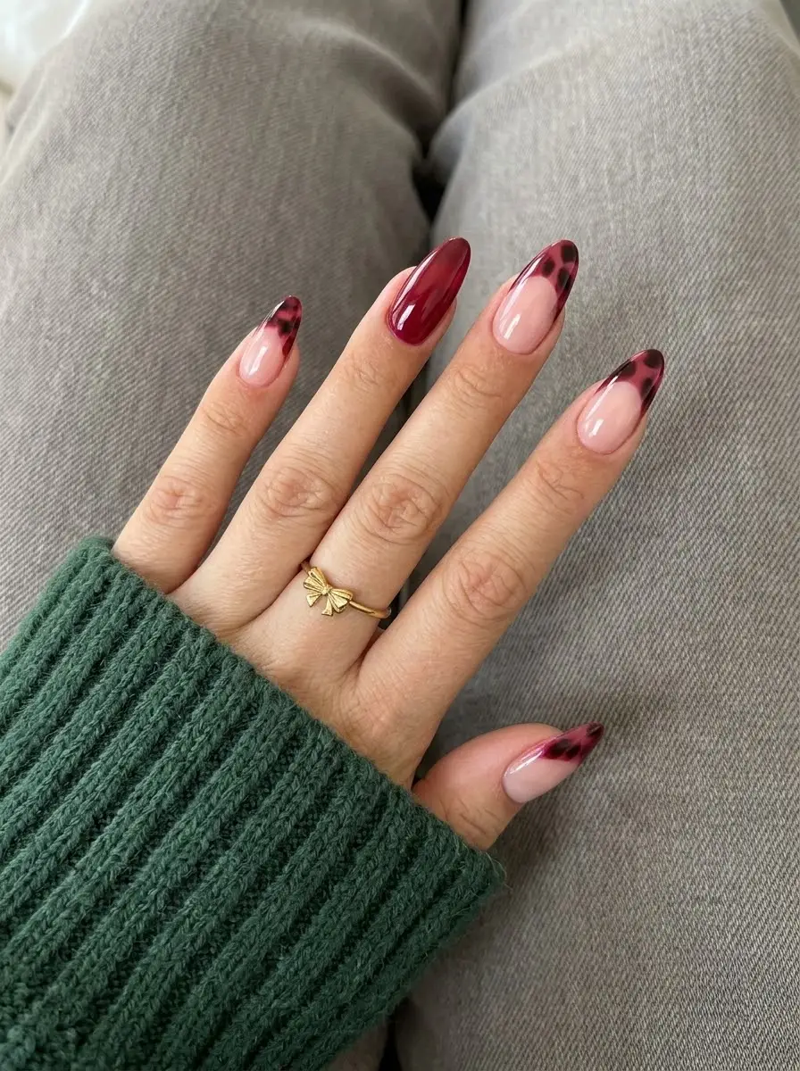 Cranberry Tortoiseshell French Nails
