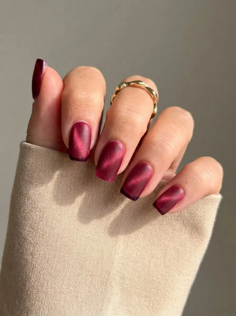 Cranberry Cat-Eye Nails