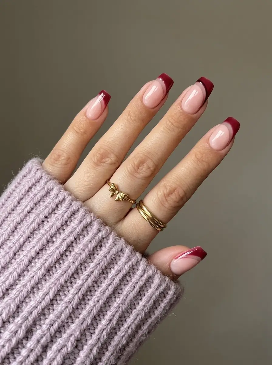 Classic Cranberry French Tips