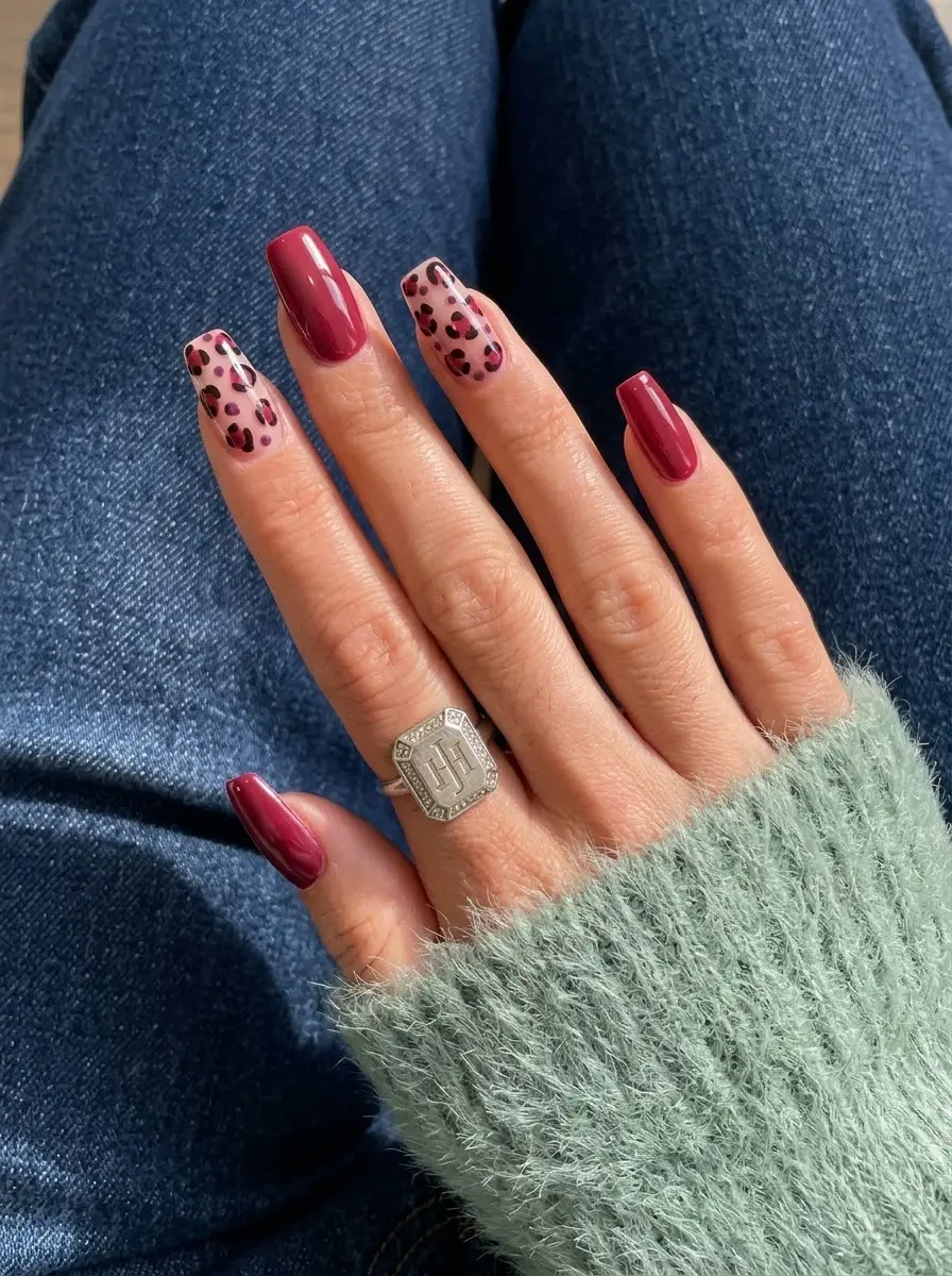 Cranberry Leopard Nails