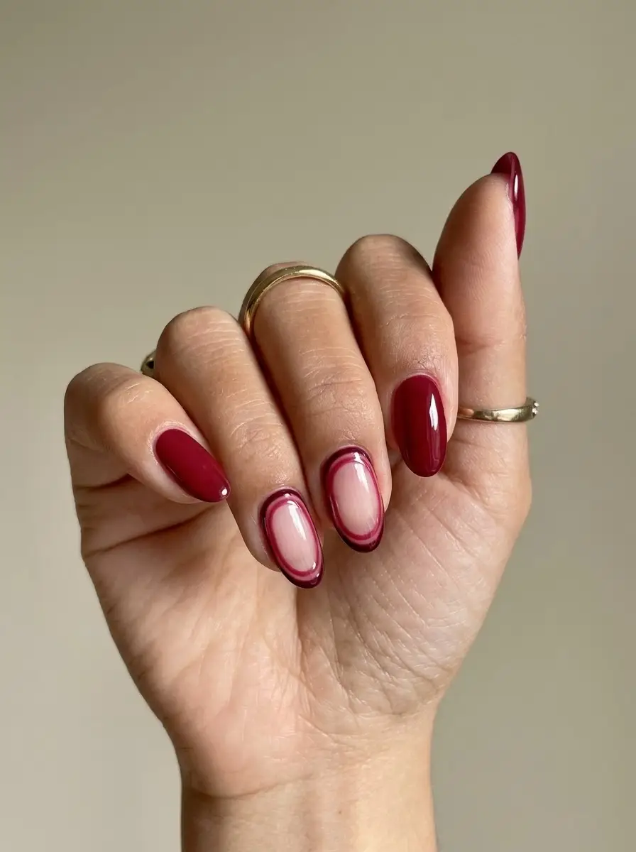 Cranberry Outline Nails
