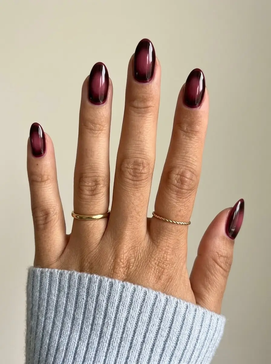 Black Cherry Ombre Aura Nails