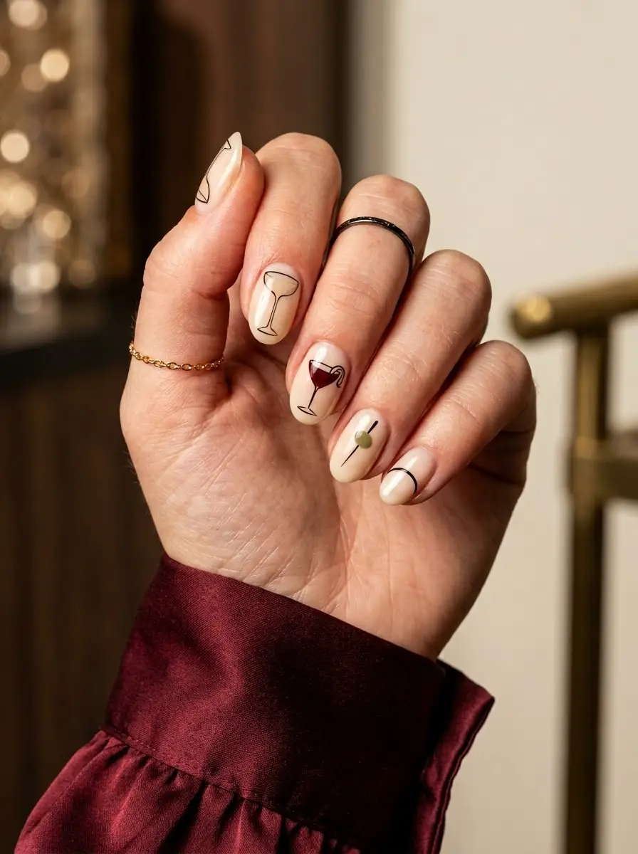 Cocktail Hour Holiday Party Nails