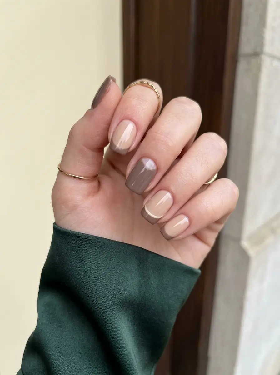 Modern Taupe French Interview Nails