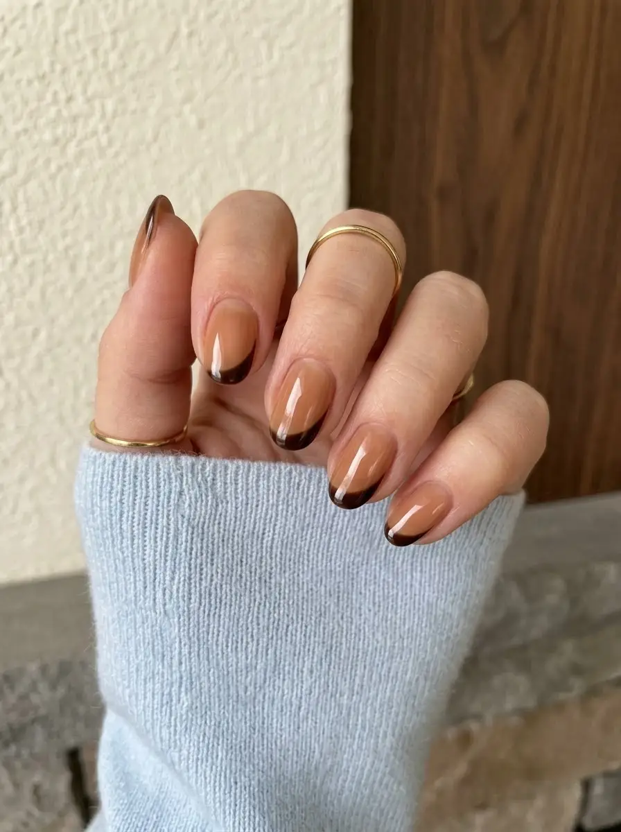 Chocolate Brown French Interview Nails