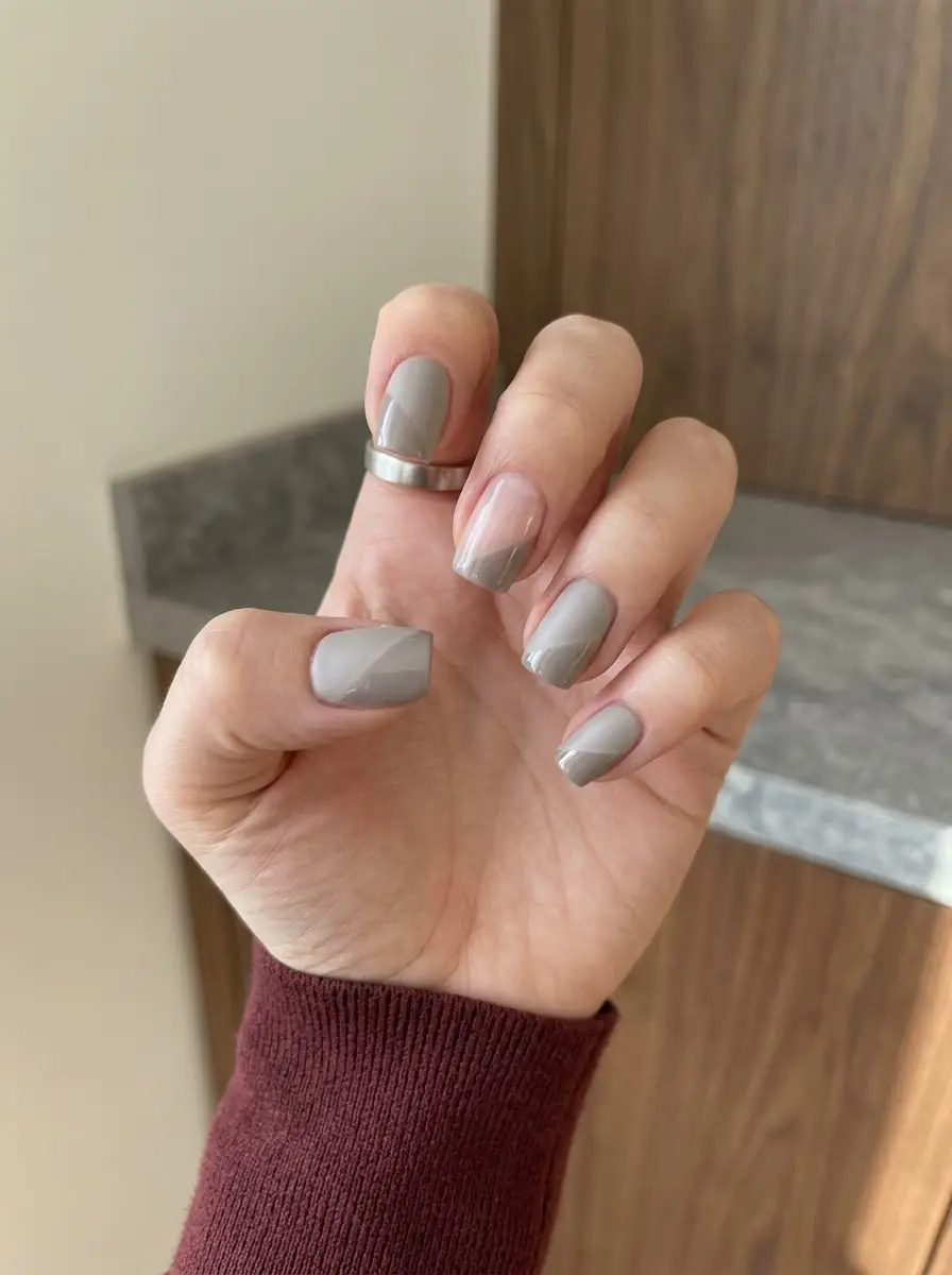 Soft Grey Abstract Interview Nails
