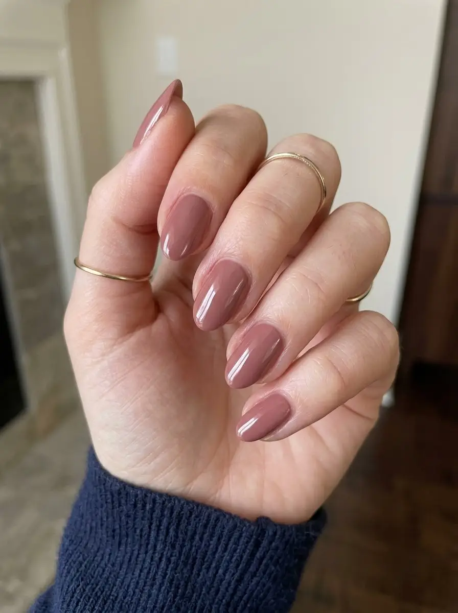 Glossy Dusty Rose Interview Nails