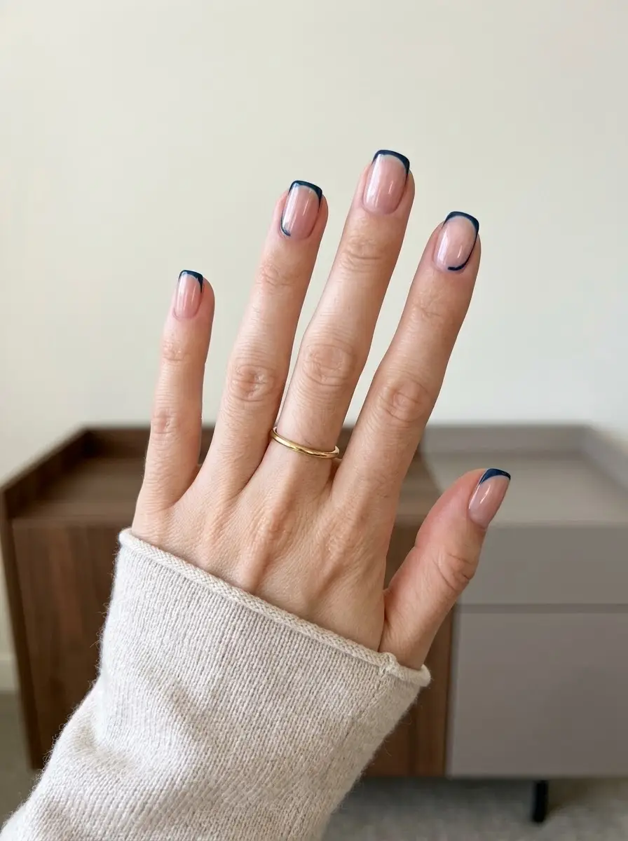 Fine Navy French Interview Nails