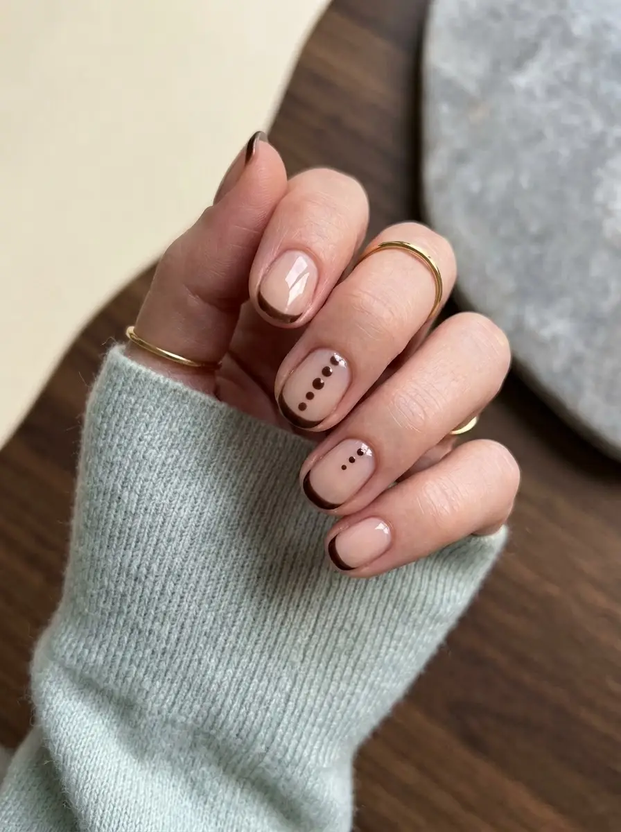 Chocolate Dot Accent Interview Nails
