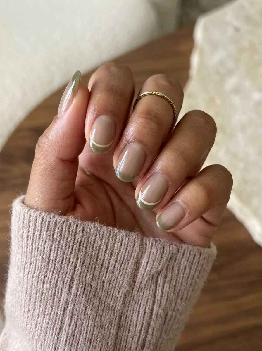 Sage Olive French Interview Nails
