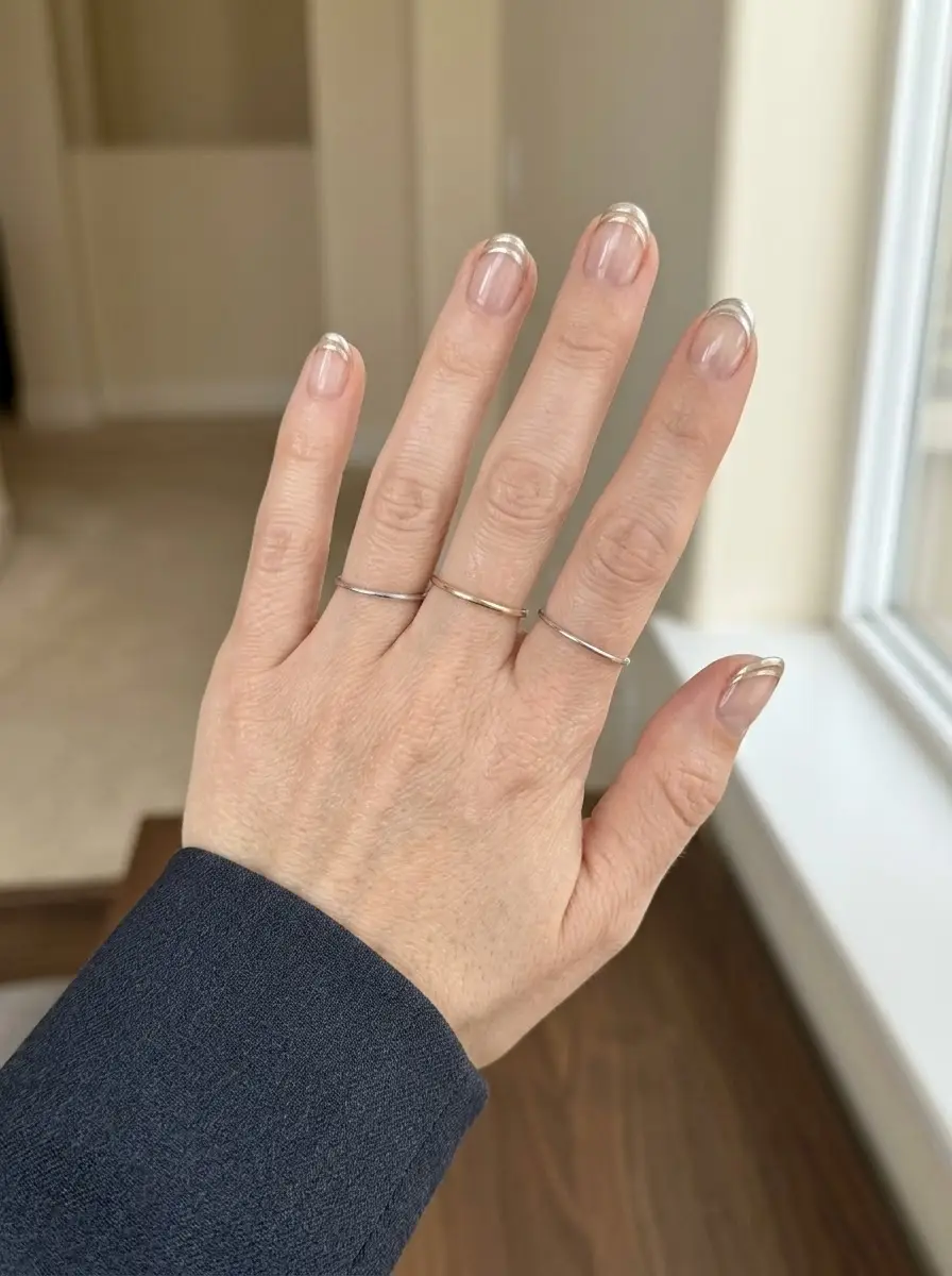 Double Silver French Interview Nails