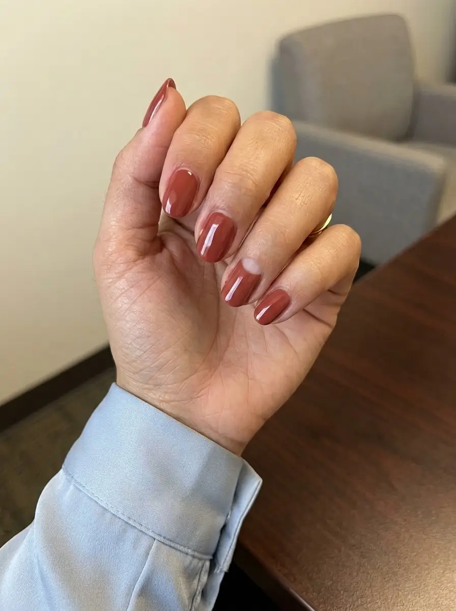 Glossy Terracotta Interview Nails