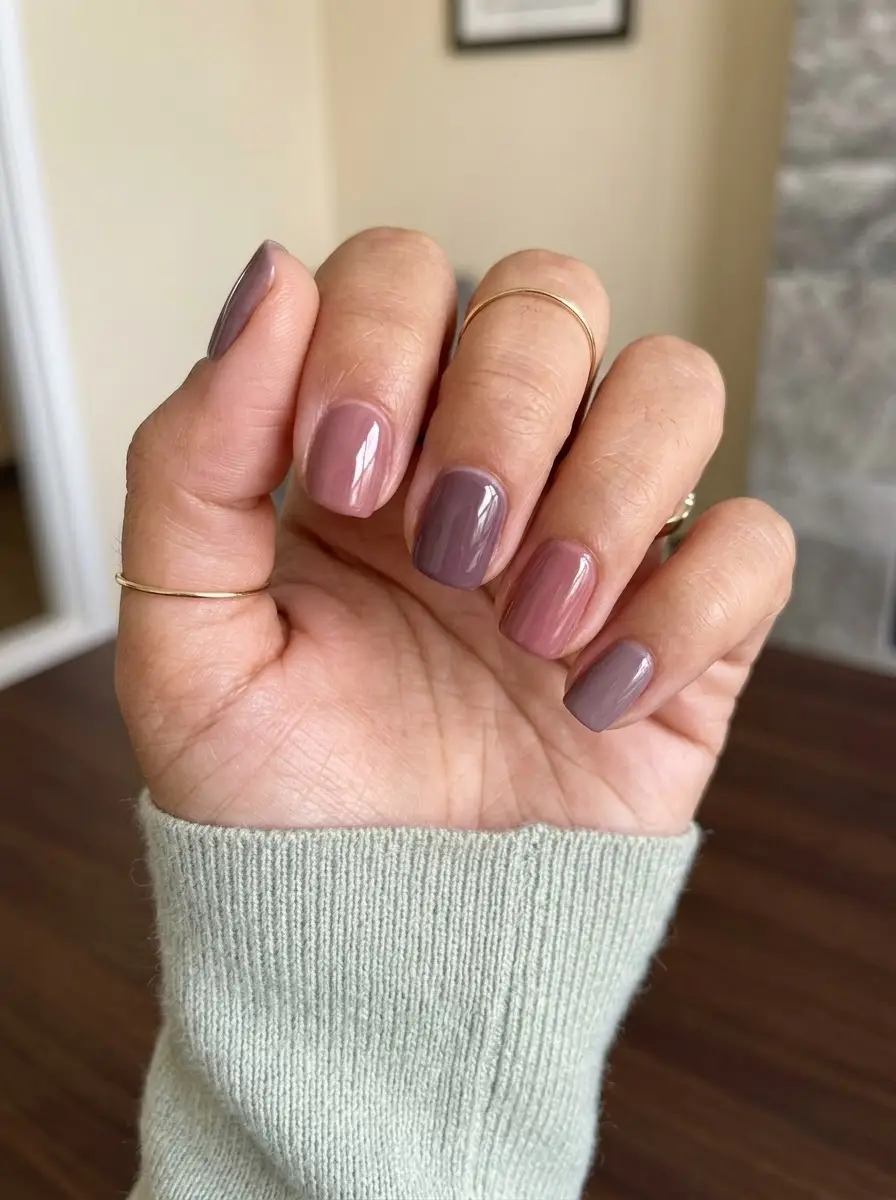 Dusty Rose and Taupe Mix Interview Nails