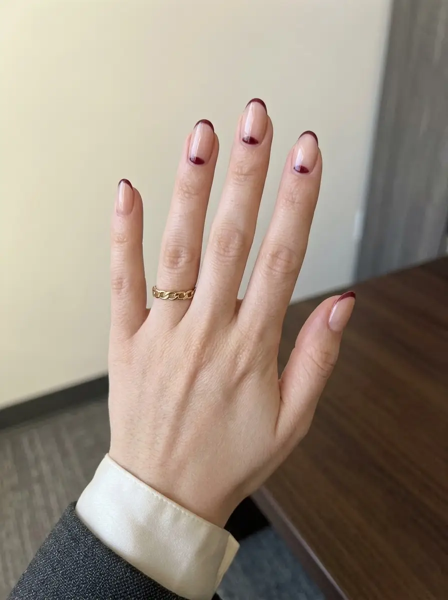 Burgundy Micro French Interview Nails