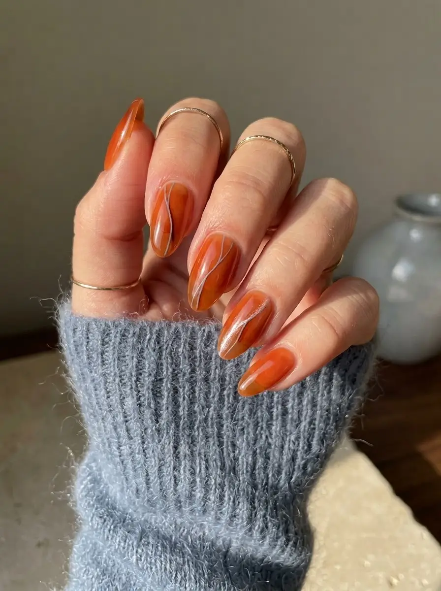 Amber Swirl Jelly Nails