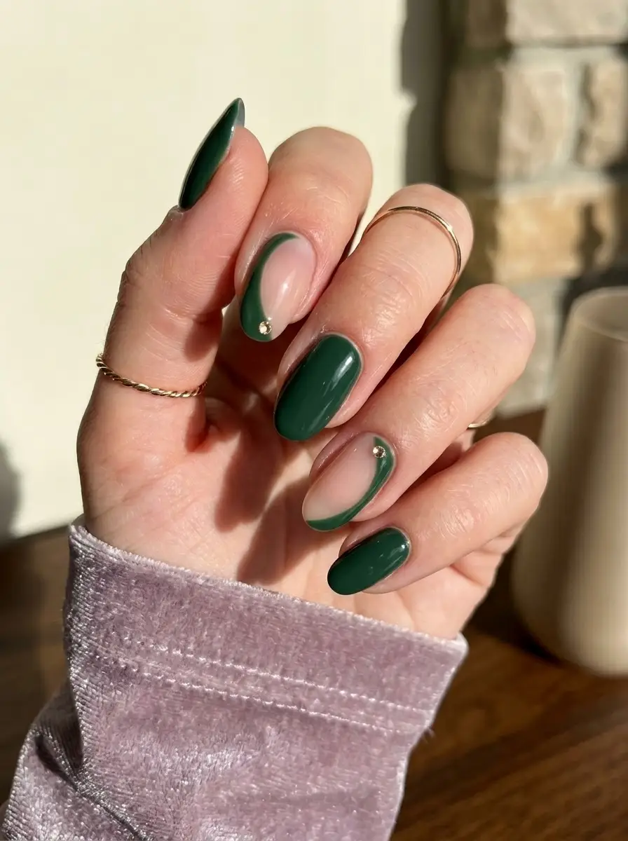 Emerald Curve Accent Nails
