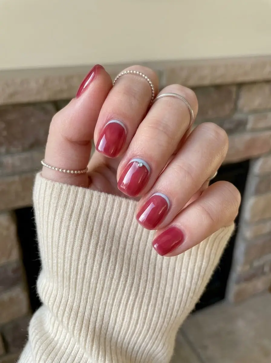 Rose Jelly Half-Moon Nails
