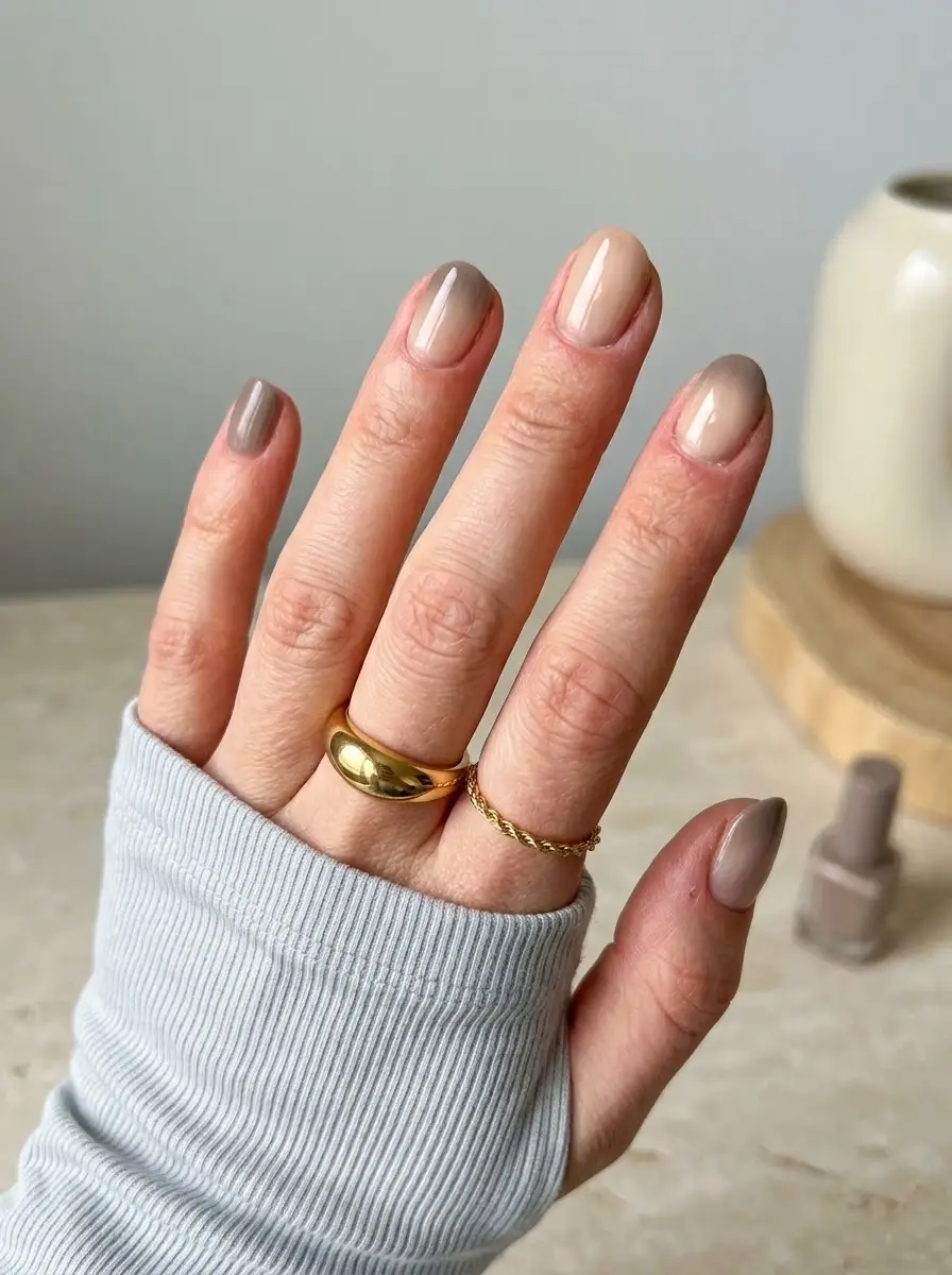 Taupe Ombre Thanksgiving Nails