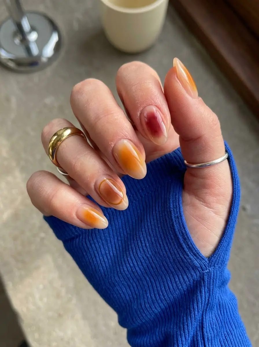 Amber Ombre Thanksgiving Nails